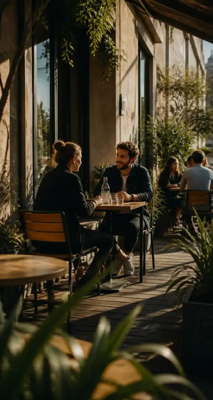 Terrasse d'un café tendance à Nantes
