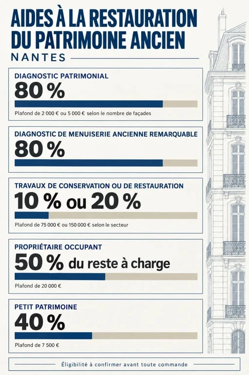 Aides à la restauration du patrimoine ancien à Nantes présentées en visualisation de données