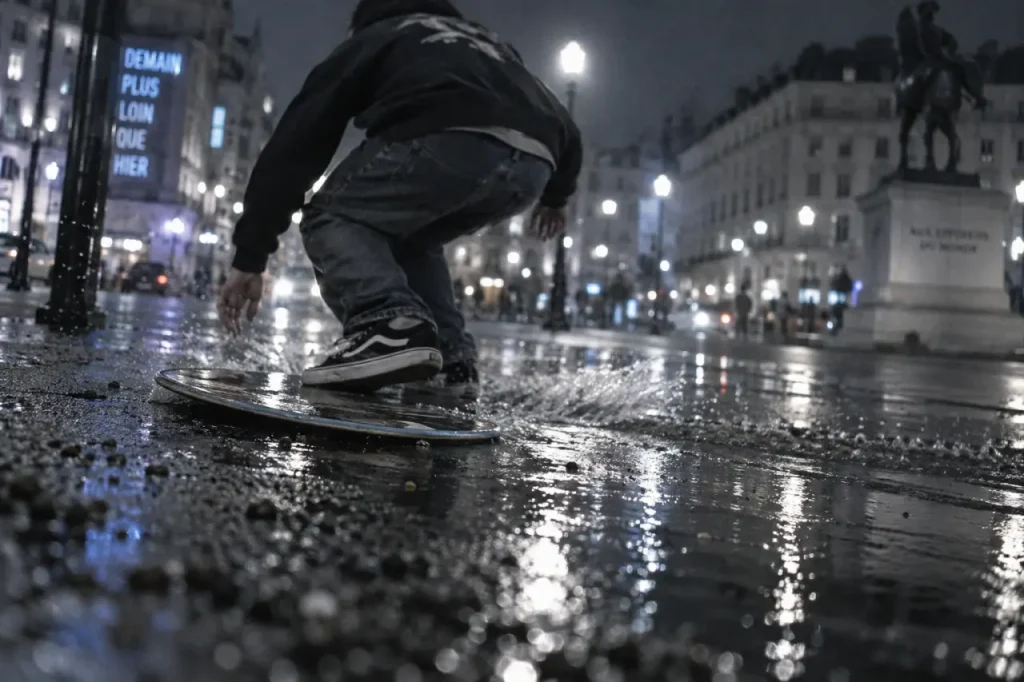 À Nantes, Dyclan teste le skimboard en centre-ville